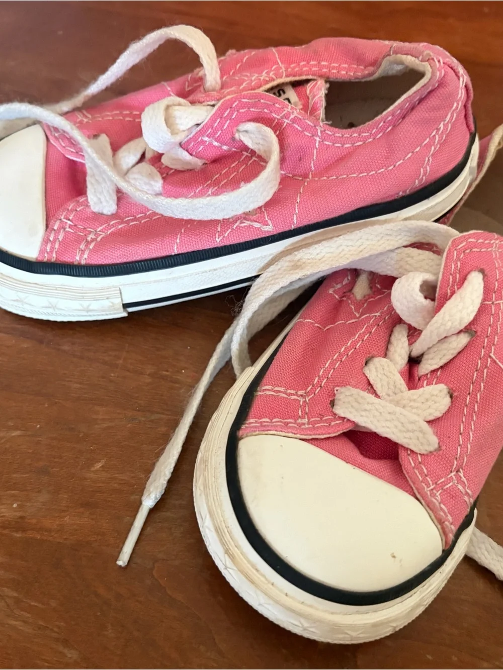 Converse Kids Baby Pink Canvas Lace-Up Sneakers with White Accents 6